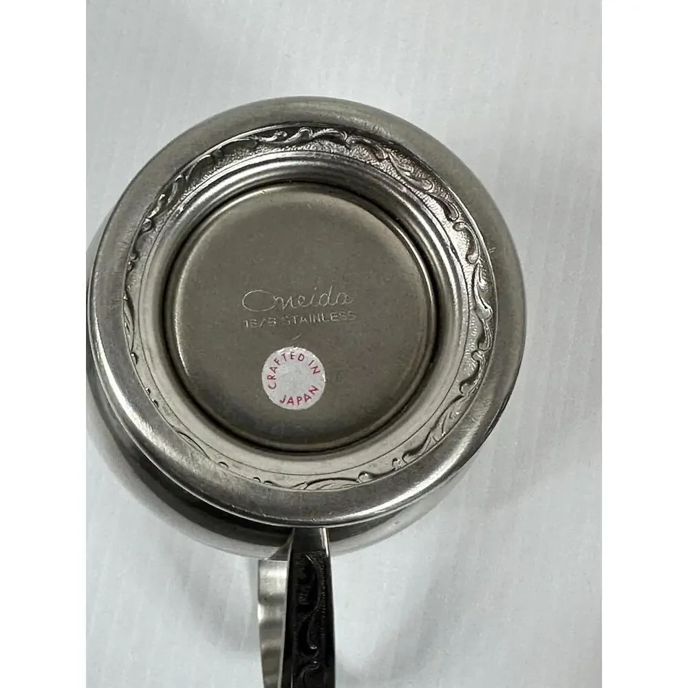 Oneida‎ Custom 18/8 Stainless Steel Cream Sugar Set with Tray With Black Inlay